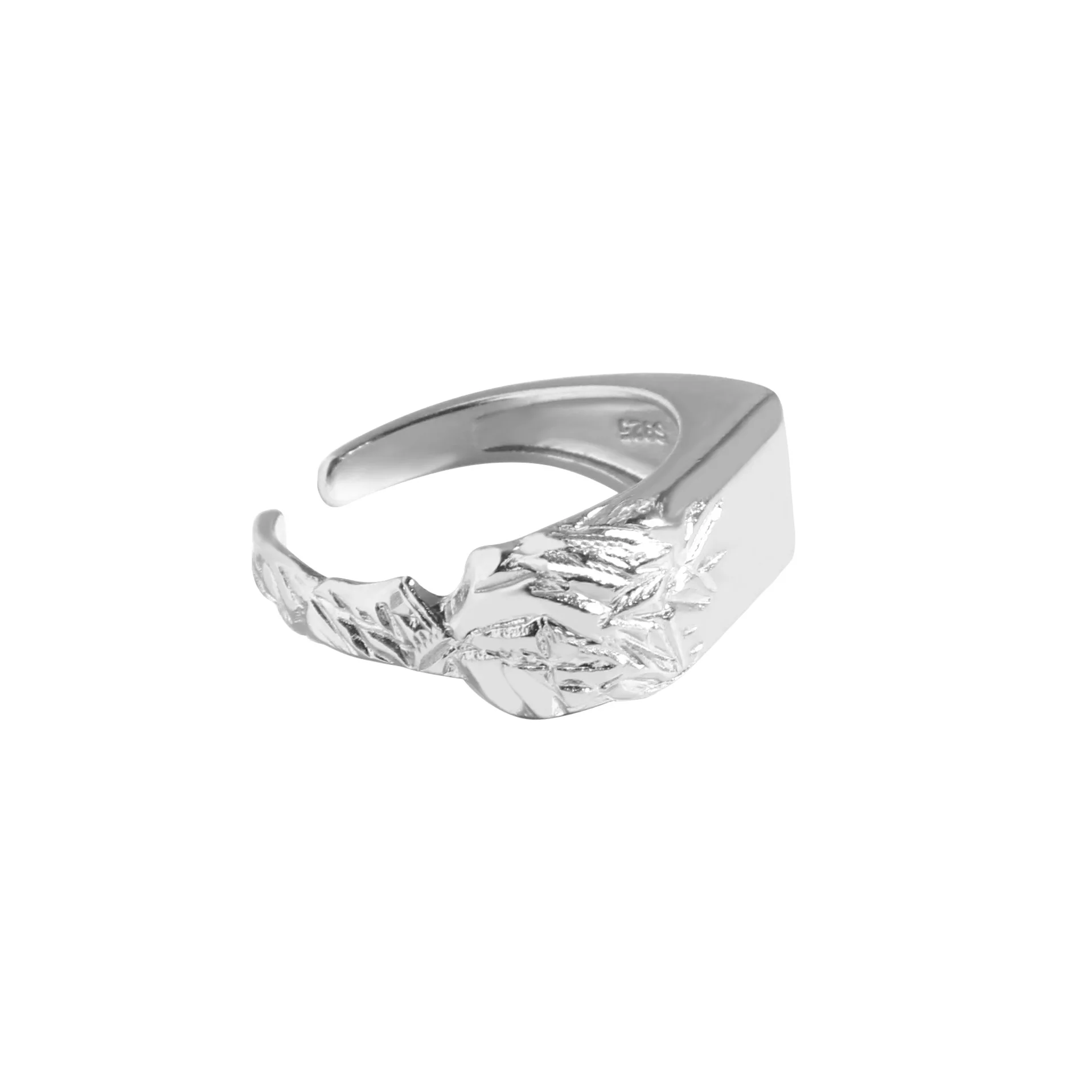 

Small and luxurious design with geometric square asymmetric opening ring 925 sterling silver female ring