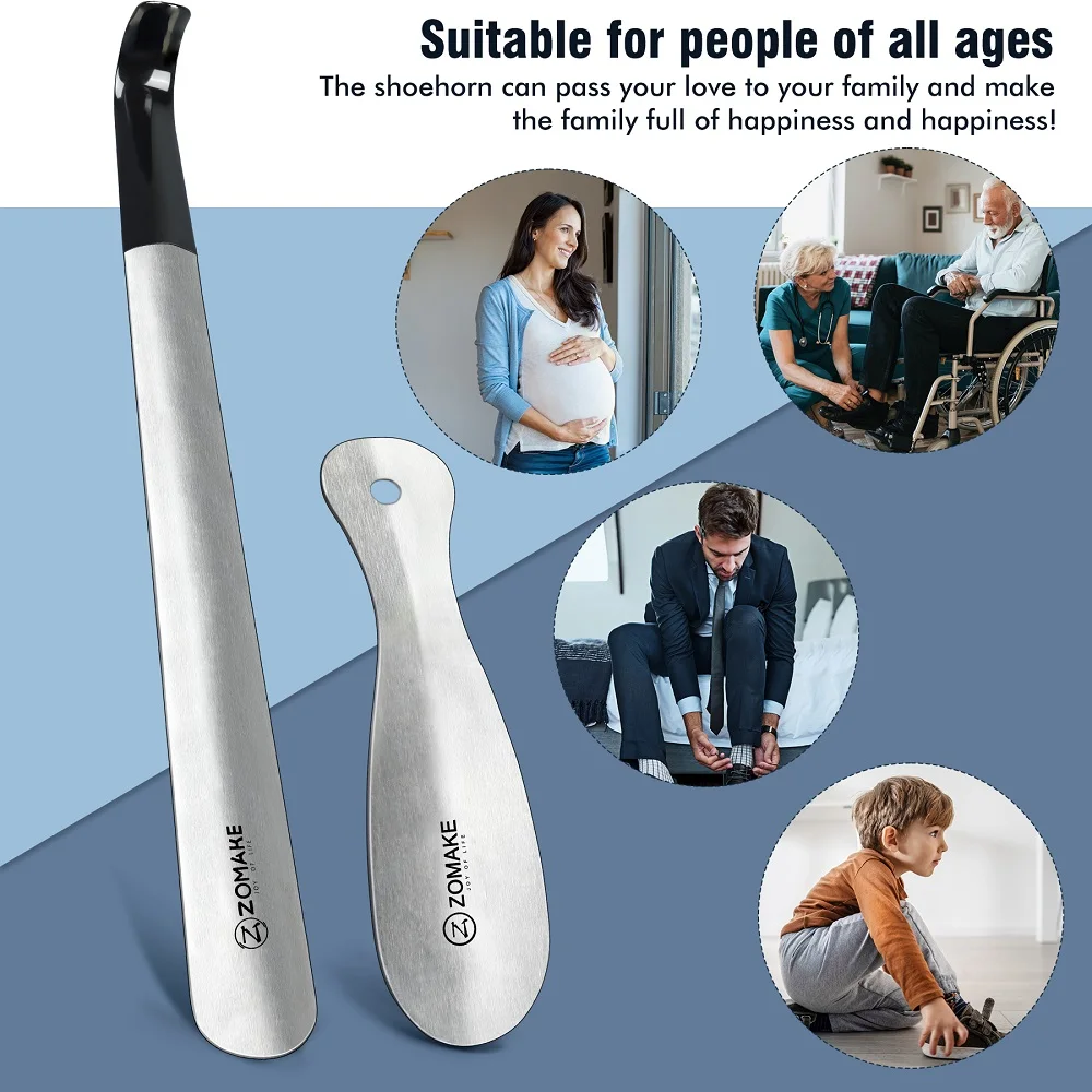 ZOMAKE Metal Long Handle ShoeHorn 16.5