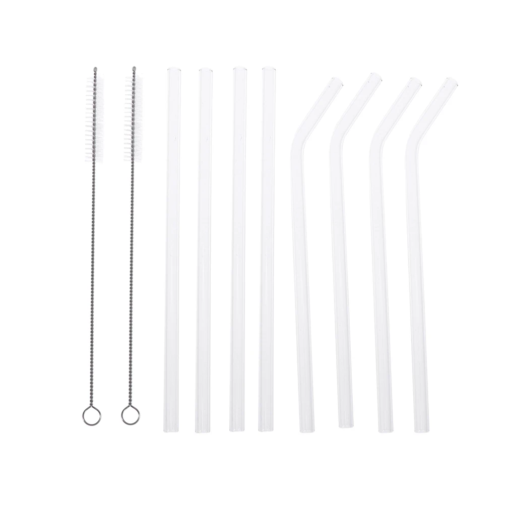 

1 Set Glass Straws High Borosilicate Glass Straight Bend Straws With Brush Eco Friendly Reusable Drinking Straw Bar Accessories