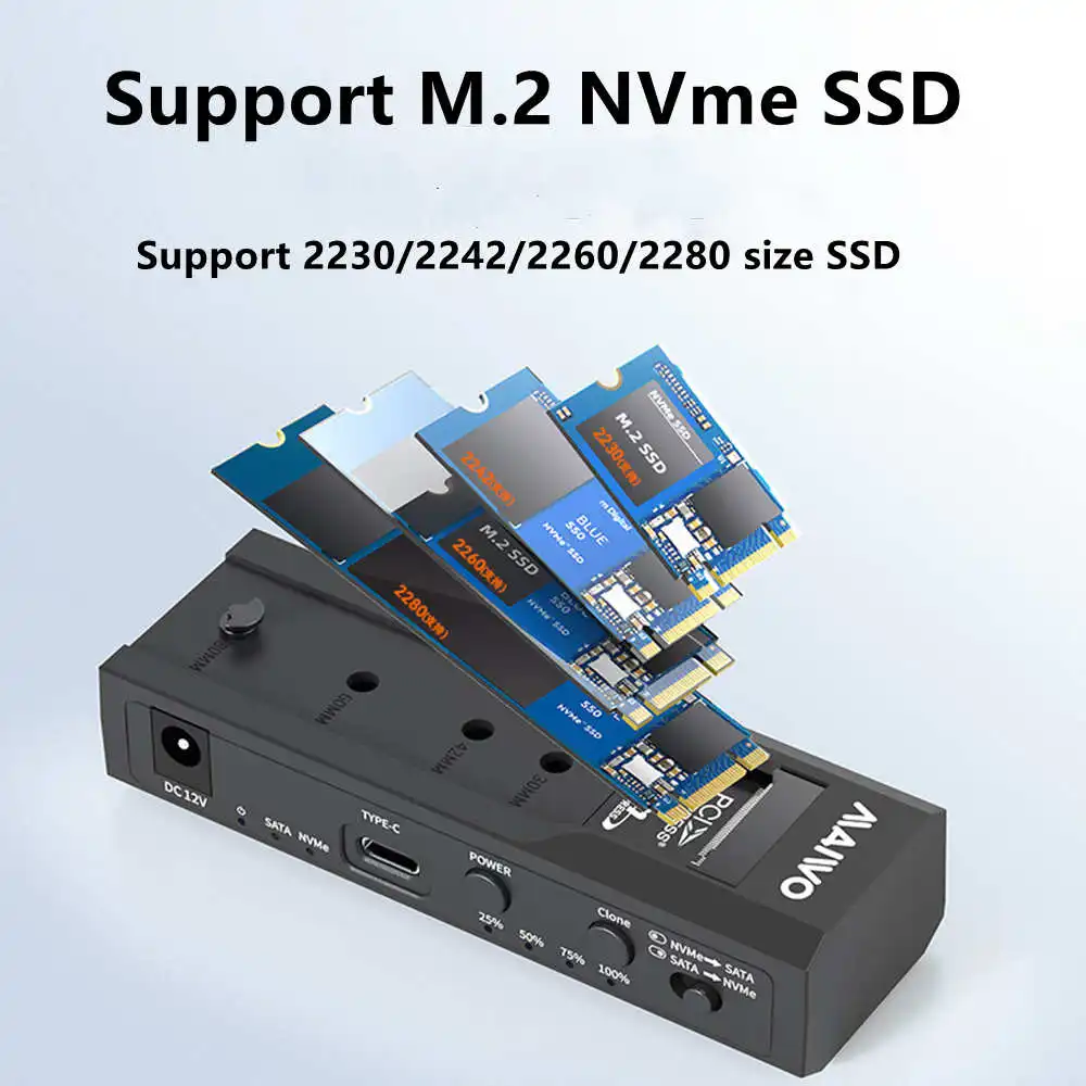 

MAIWO Dual Bay Docking Station for M.2 Nvme Case&SATA 3.5" 2.5"SDD HDD Type C Hub 3.5 Quot, Clone Duplicator without Cable