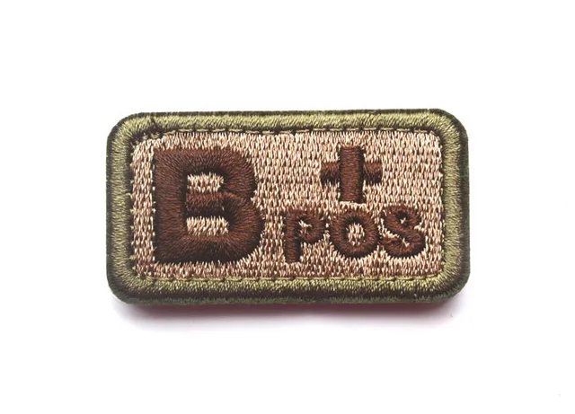 Full Embroidery Blood Type Patches Hook Loop Cloth Mark Label POS+ NEG- Tactical Arm Badge ABO First Aide Medical Sign Sticker 4