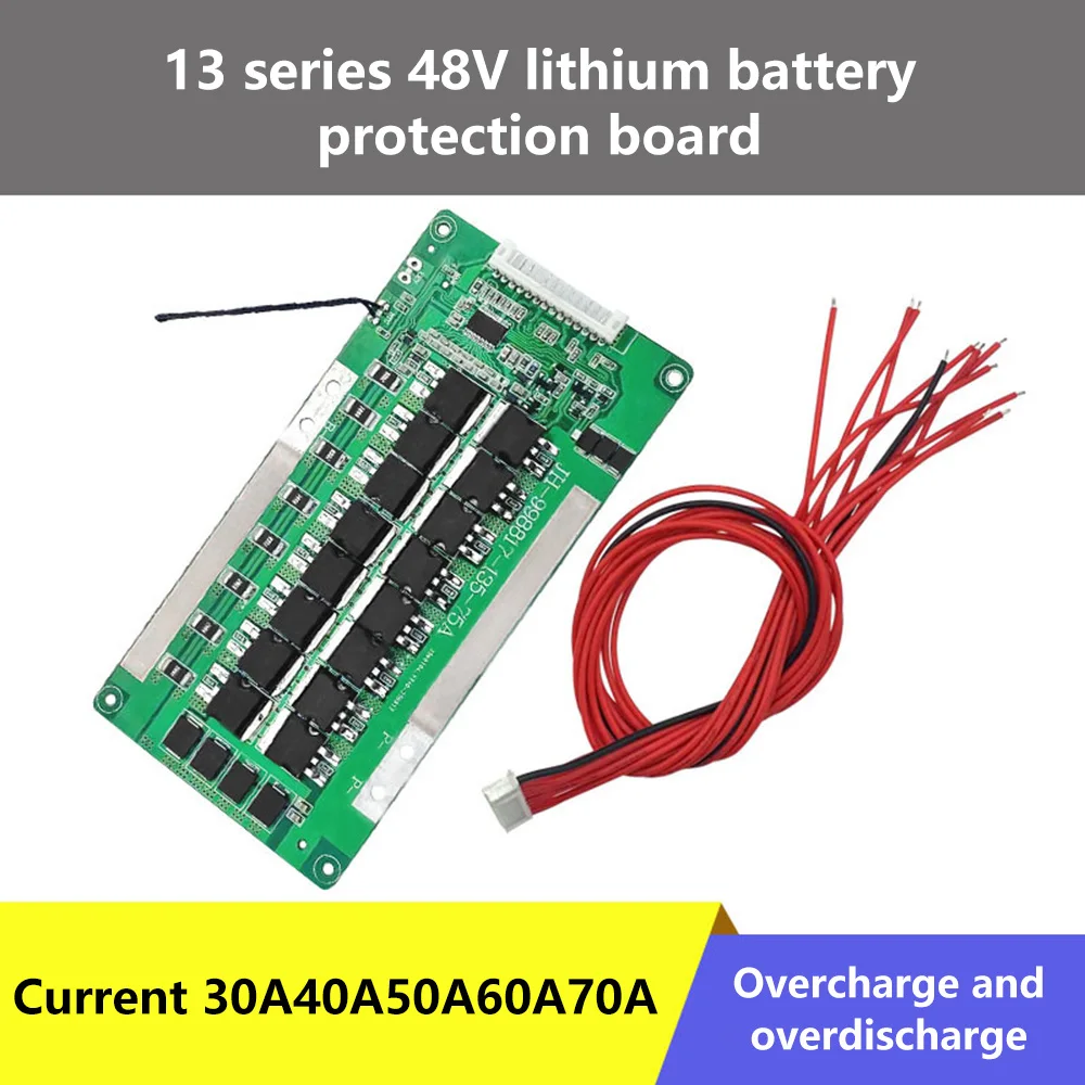 

Lithium Battery Protection Board BMS 13S 48V 30A/40A/50A/60A/70A Li-ion Cell 18650 Battery Protection PCB Board Balance Function