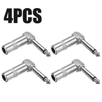 4pcs 14 inch 6 35mm jack right angle male mono plug l shape connector for guitar audio