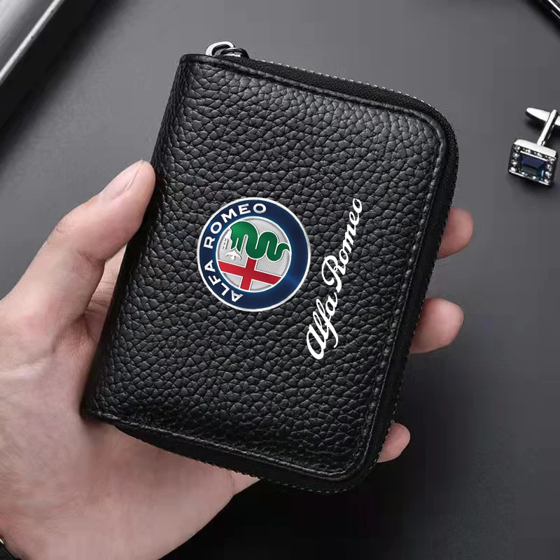 Echtem Leder tasche Führerschein Visitenkarte Halter Brieftasche Für Alfa Romeo Giulia Stelvio Giulietta 159 147 156 Auto Teile