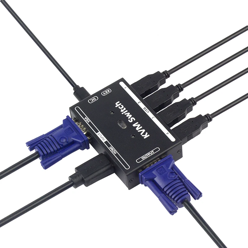 Гибридный KVM переключатель 2 в 1 выход VGA HDMI sharer компьютерный хост монитор