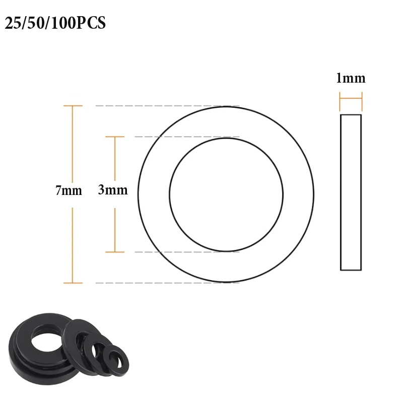 25/50/100 шт. черное изоляционное уплотнительное кольцо резиновая плоская шайба