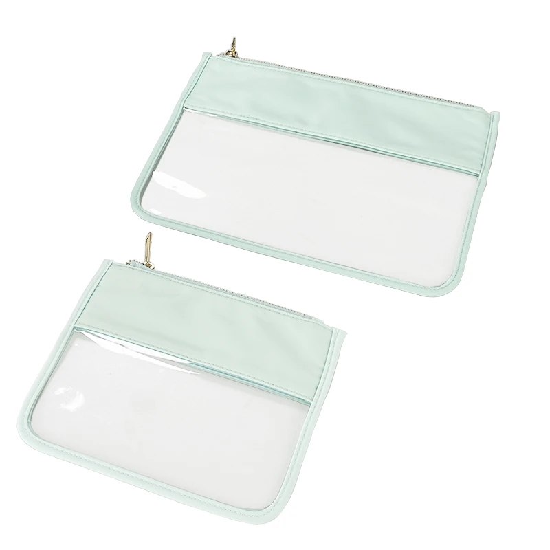 2PCS Set Transparent Make Up Pouch Bag PVC Nylon Travel DIY Chenille Letter Bag Nvlon Clear Birthday Holiday Stylish Gift-S1+M1