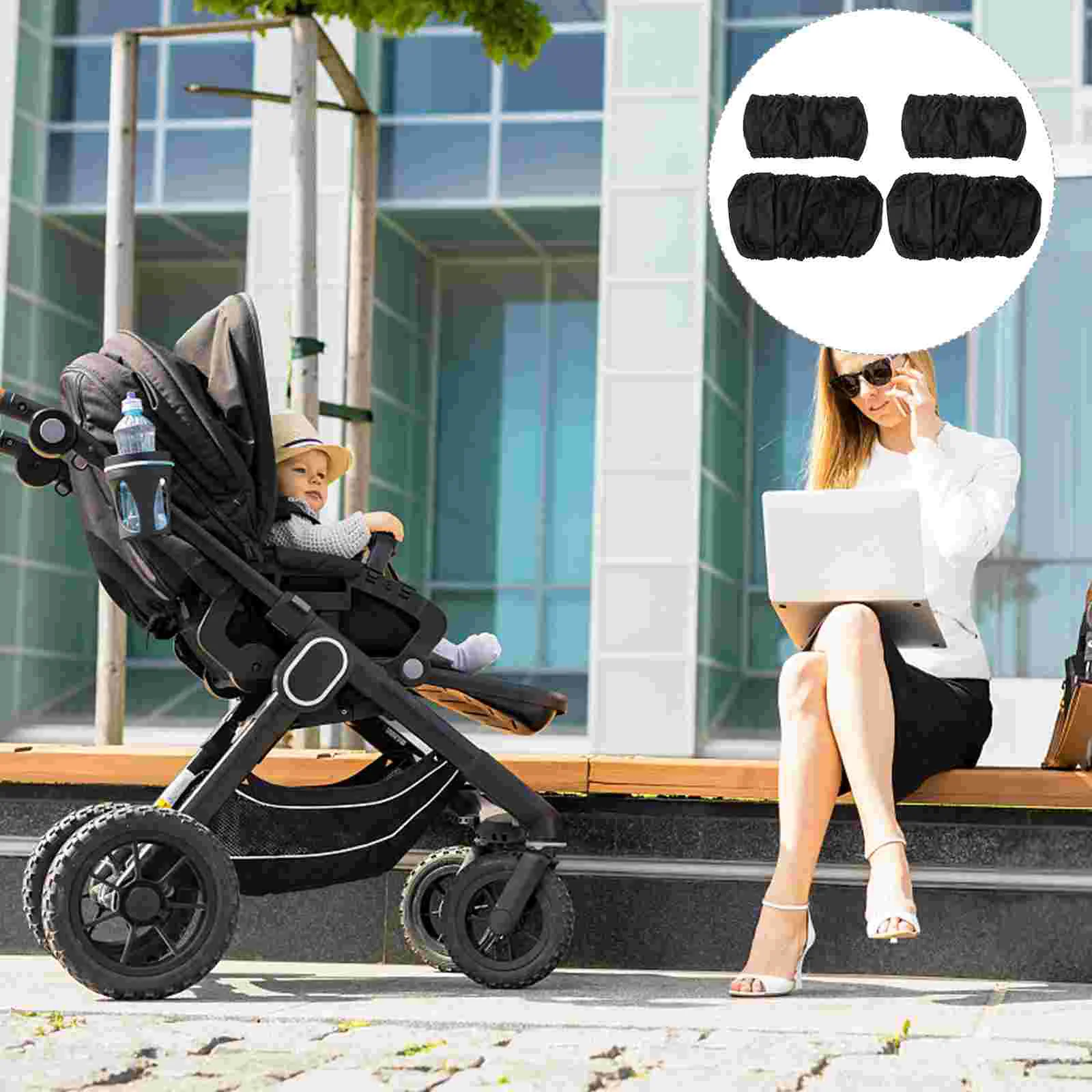 

4 PCS Pushchairs Wheel Cover Tire Accessory Wheelchair Car Protector Protective Travel Stroller four wheels