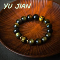 exquisite obsidian buddhist bracelet natural fashion crystal stone lucky ladies mens charm jewelry bangle accessories