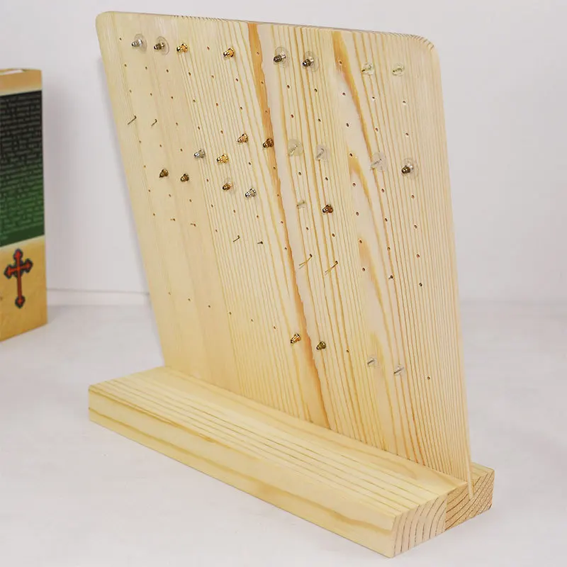 L-shaped Solid Wood Detachable 108-holes Display Stud Earrings Plate Earrings Storage Display Shelf  Necklace Organizer