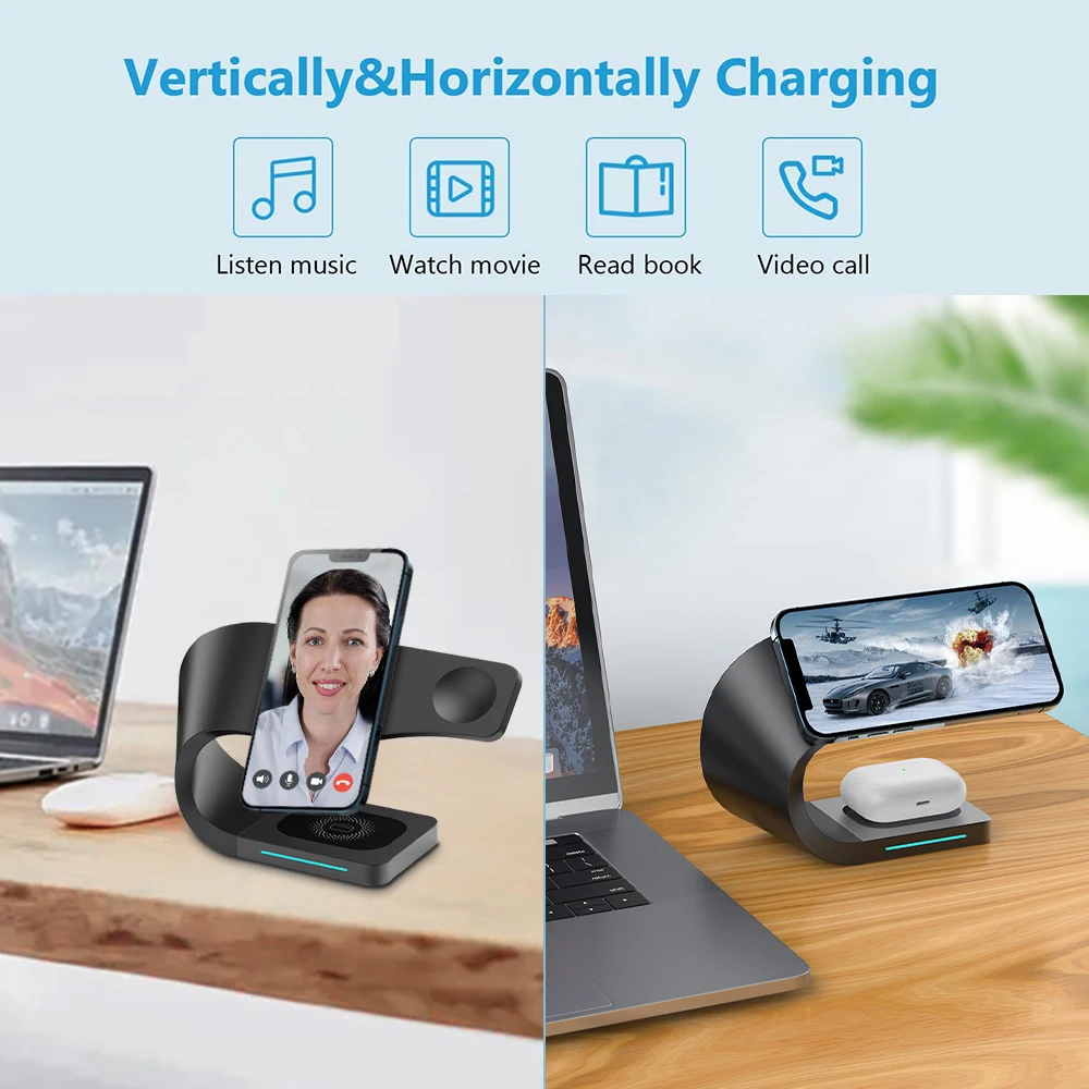 20w wireless charger 4 in 1 magnetic qi fast charging dock station for airpods pro apple watch 6 5 4 3 2 iphone 12 13 pro max free global shipping