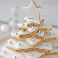 6pcsset christmas tree cookie cutter mold five pointed star shape cake cookie cutter mold 3d cake decoration tool baking mold