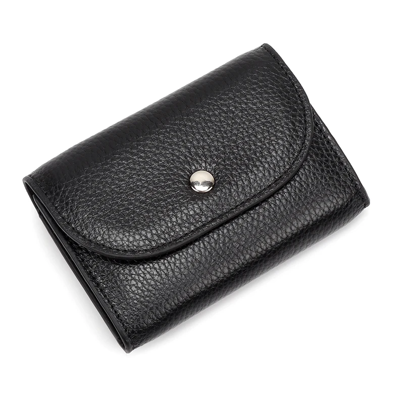 

Genuine Leather Wallet Women Casual Simple Female Short Small Wallets Coin Purse Card Holder Men Money Bag with Zipper Pocket