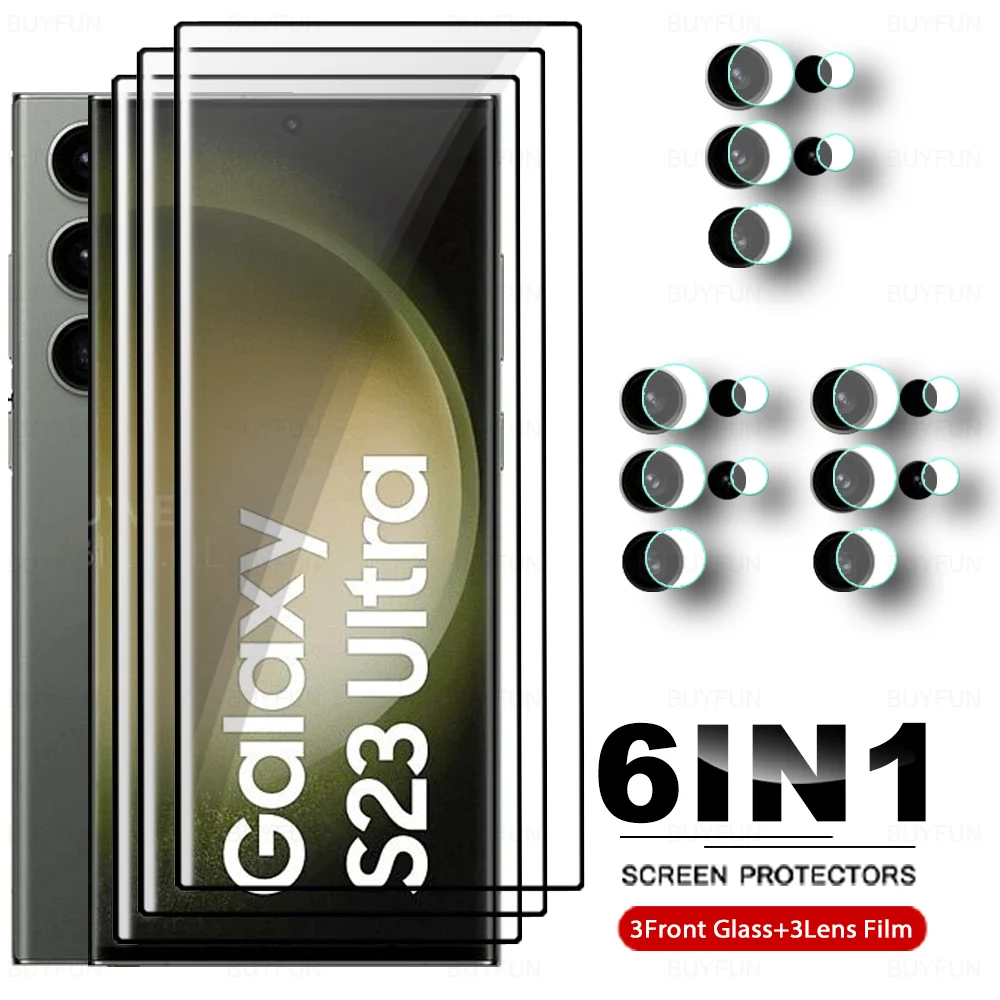 

Изогнутое стекло с полным покрытием для Samsung Galaxy S23 S22 Ultra 6To1, закаленное стекло S23Ultra S22, ультра яркость 6,8 дюйма, защита для объектива камеры