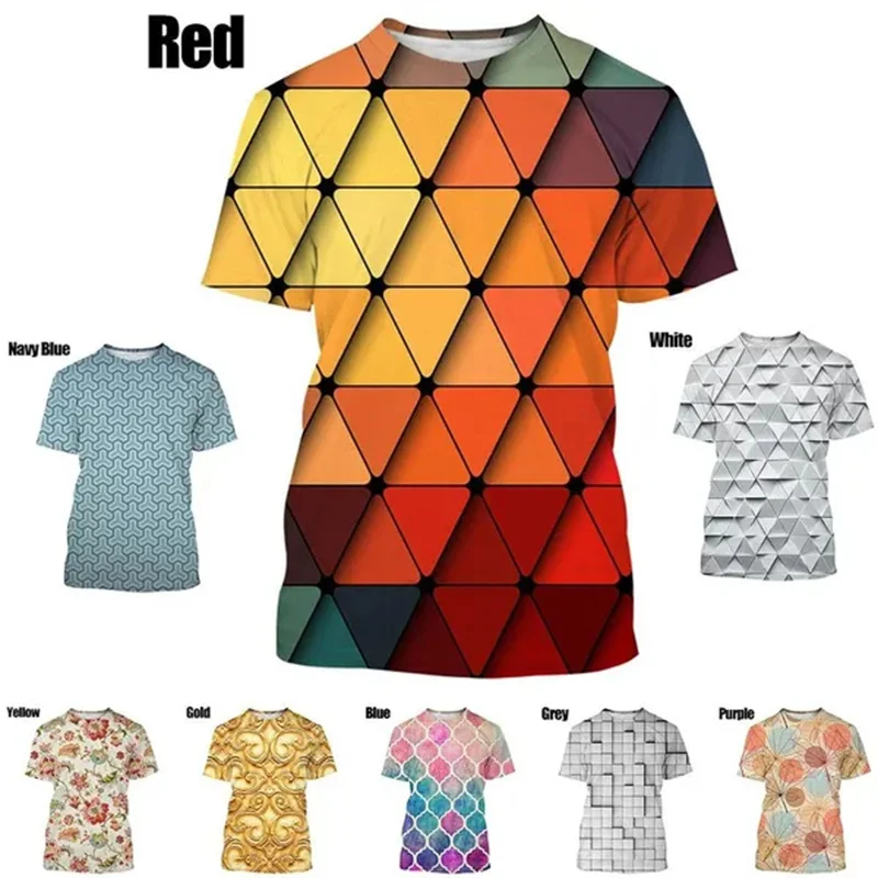 Креативная футболка с геометрическим 3D принтом для мужчин повседневная уличная