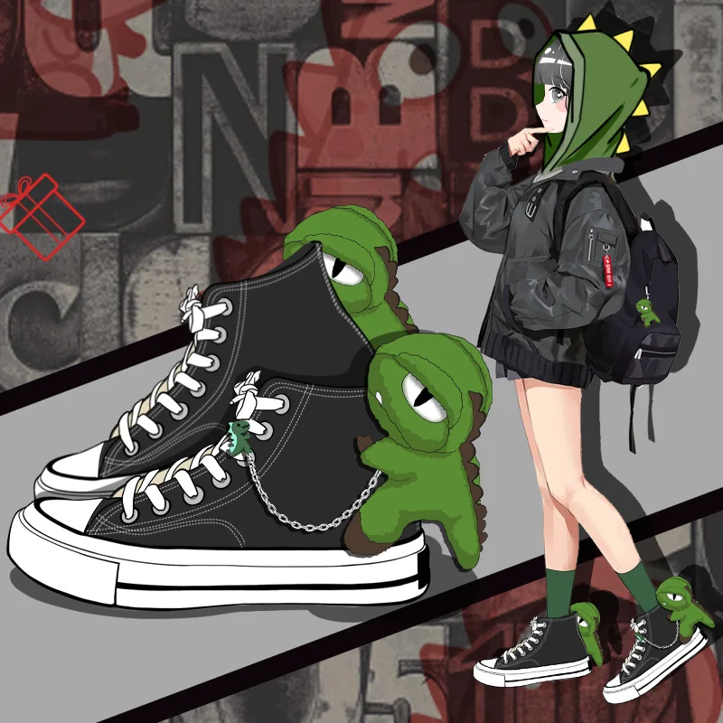 Girls Students Teens Unisex Black High Tops Canvas Shoes Fas
