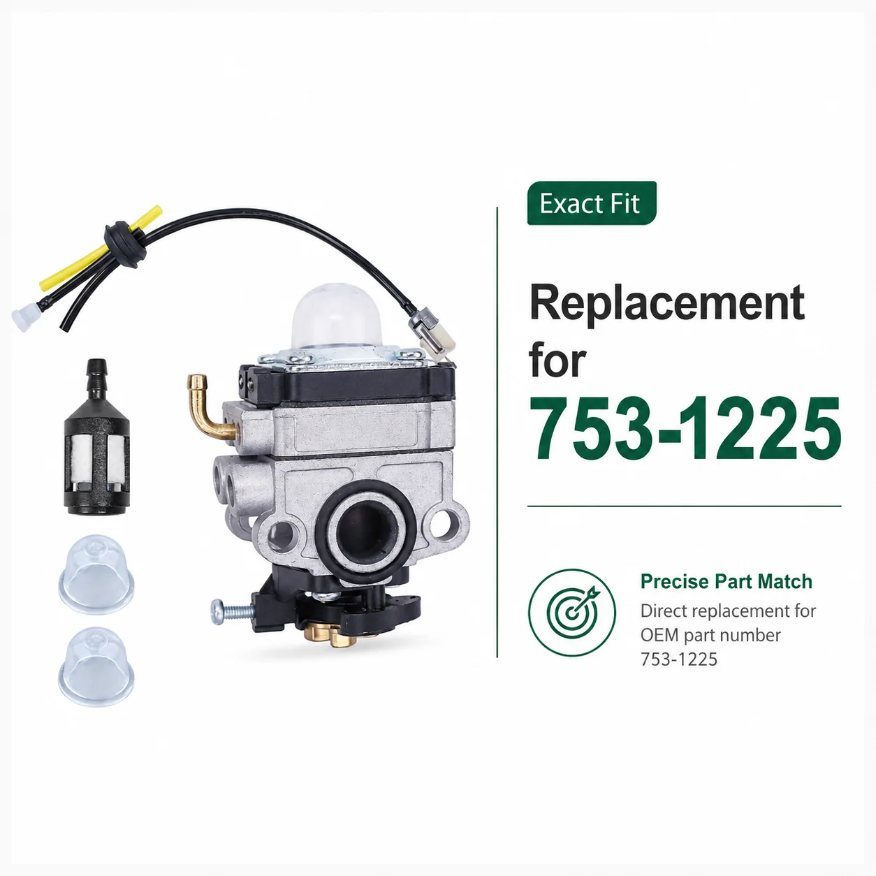 Фото Комплект карбюратора для Troy-Bilt TB525CS TB575SS TB475SS TB490BC TB425CS MTD MP425 MP426CS MP475 Ryobi 825R 650R, замена 753-1225 №2