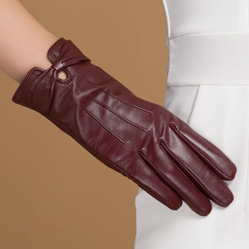 GOURS Fall and Winter Real Leather Gloves Women Black Genuine Goatskin Gloves Thin Linied Fashion Soft Warm Mittens New GSL045