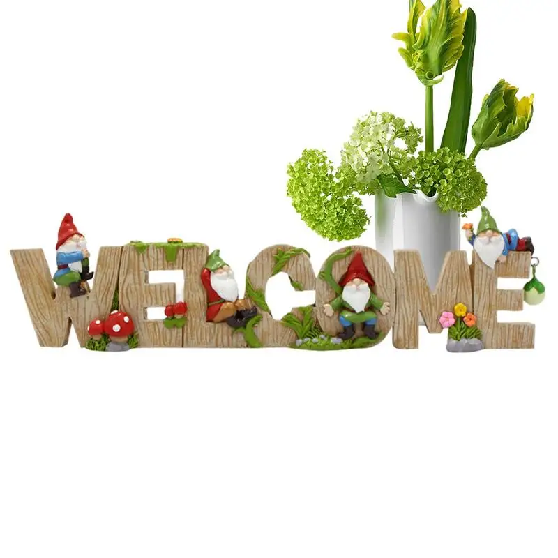 

Gnome Welcome Ornament Decoration Handmade Realistic Decorative Welcome Figurine For Study Kitchen Garden Gate Bookshelf