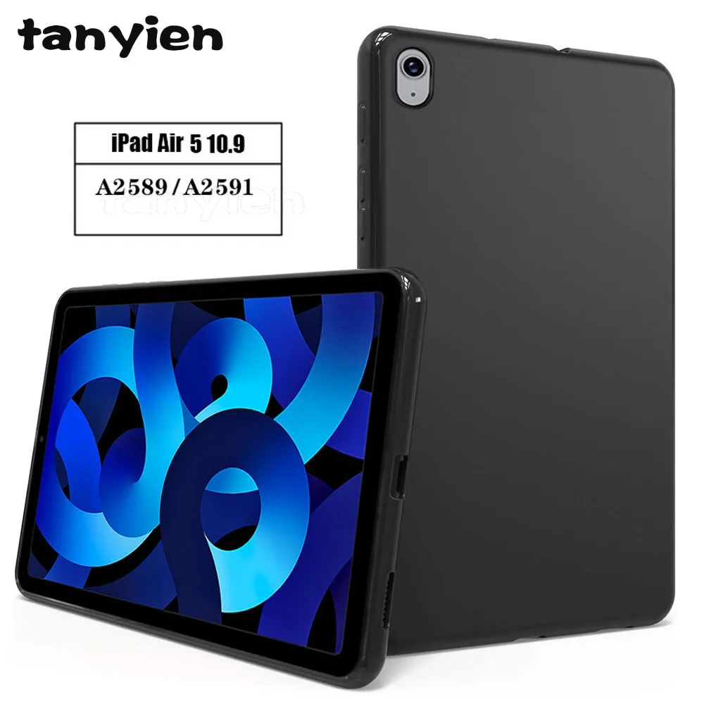 

Чехол для планшета Apple iPad Air 5 2022 10,9 A2589 A2591 5-го поколения, гибкий мягкий силиконовый черный чехол, Противоударная задняя крышка