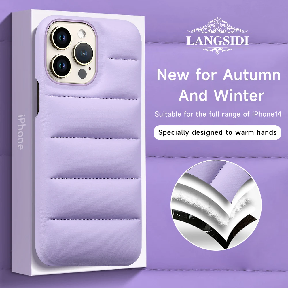 

Fashion Winter Down Jacket Leather Phone Case For iPhone 14 13 Pro Max 14 Plus 12 pro 11 The Puffer Case Shockproof Hard Cover