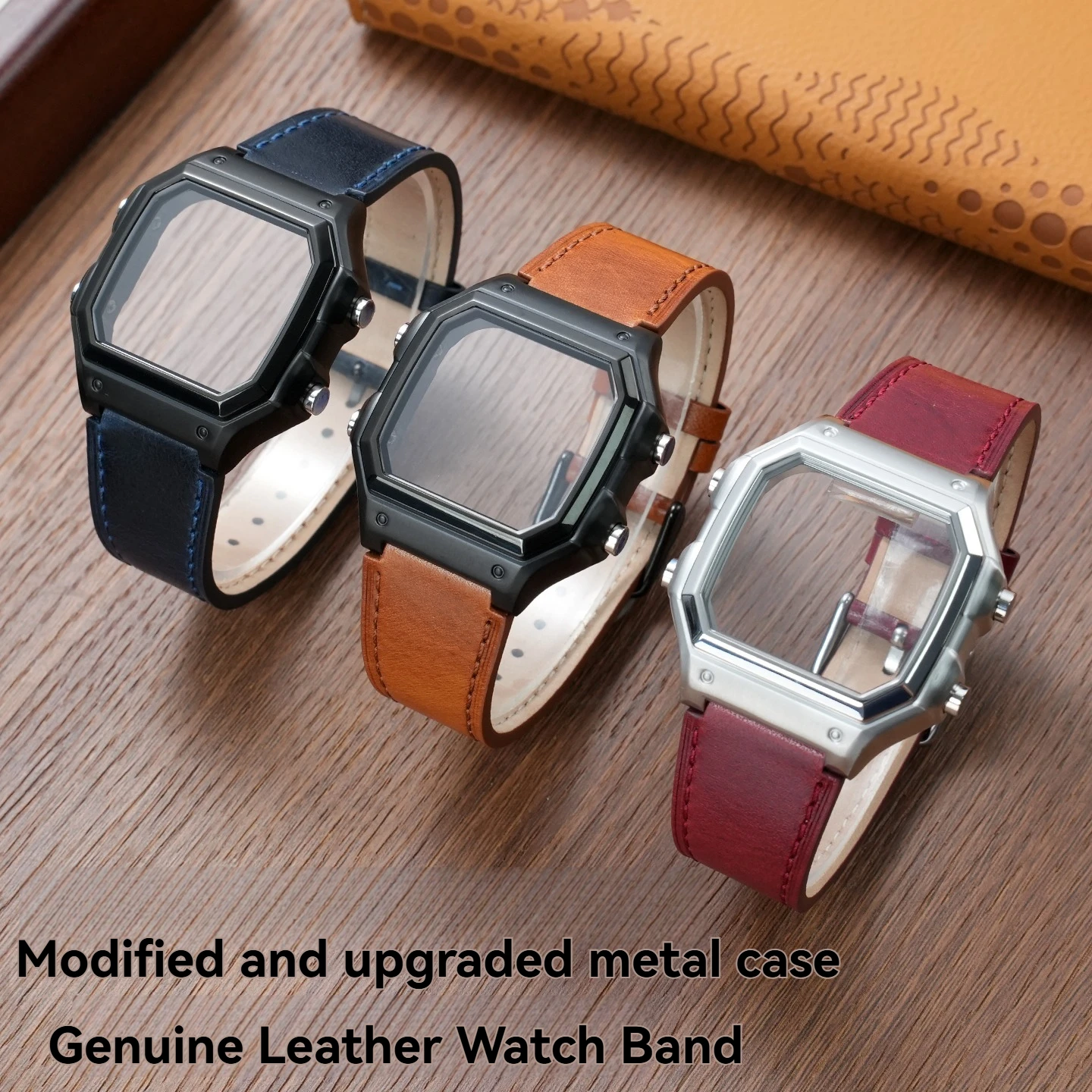Фото Премиальный набор для модификации часов Casio AE1200/WS-1700H/WS1600 - корпус из нержавеющей стали + ремешок из натуральной кожи для мужчин №2