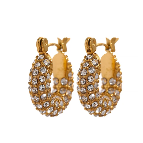 Серьги-кольца Yhpup из нержавеющей стали с фианитом