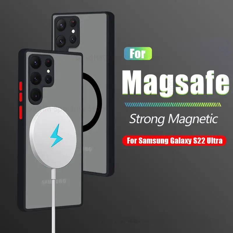 

For Magsafe Magnetic Matte Case For Samsung S22 Ultra S21 Plus Frosted Magsafing Case For Galaxy S21 Ultra Hard Protective Cover