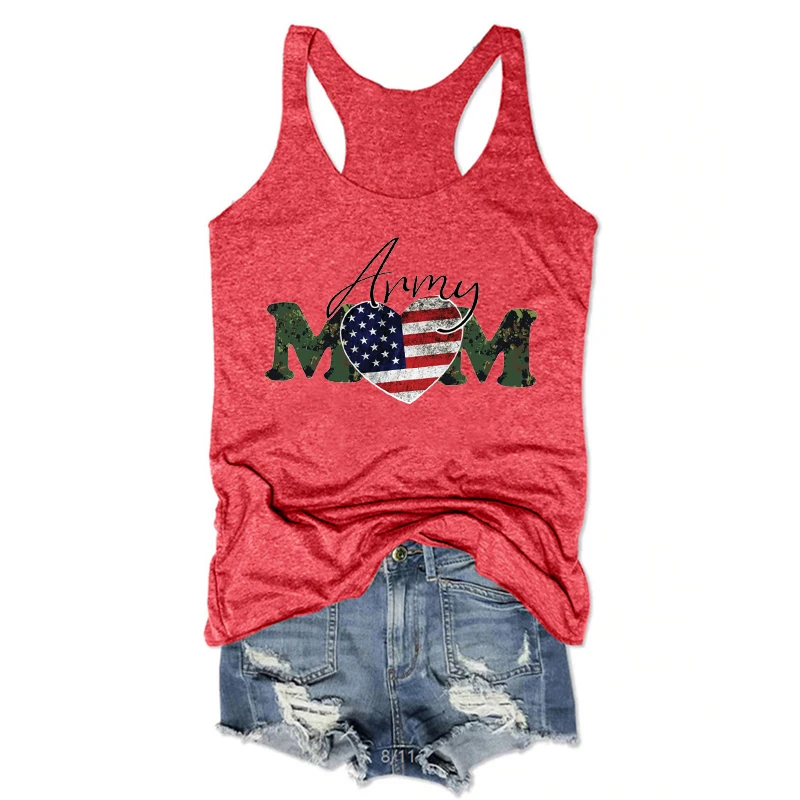 

American Flag Mom Tops Independence Day Tank Tops 4th of July Girls Clothes Memorial Day Black Top Womens Casual
