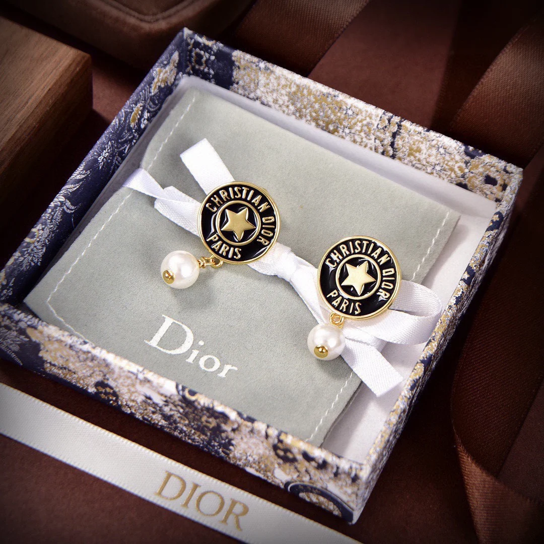 серьги Dior Модные роскошные золотые со стразами из циркона серьги-капли ювелирные