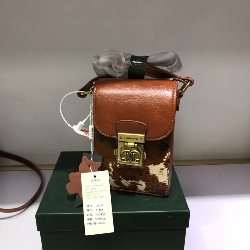 

high quality luxury brand Lehua Time Saving Leather Horse Hair Mini Mobile Bag for Women 2023 Autumn and Winter New High end Lux