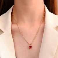 summer zircon crystal heart of ocean pendant copper alloy necklace for women korean fashion female wedding jewelry neck chain