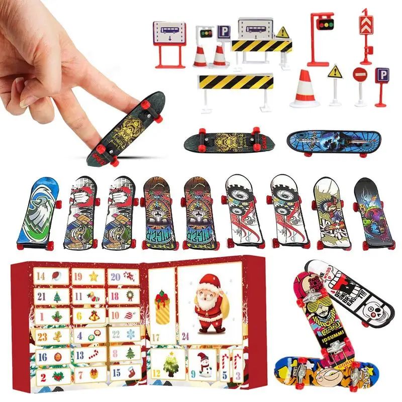 

Mini Finger Skateboard Advent Calendar 24 Days Christmas Advent Calendar With Colorful Mini Finger Board For Kids Teens Adults