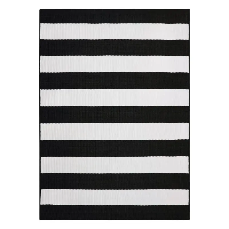 

Ibiza Stripe Black and White Woven Outdoor Rug, 5 x 7