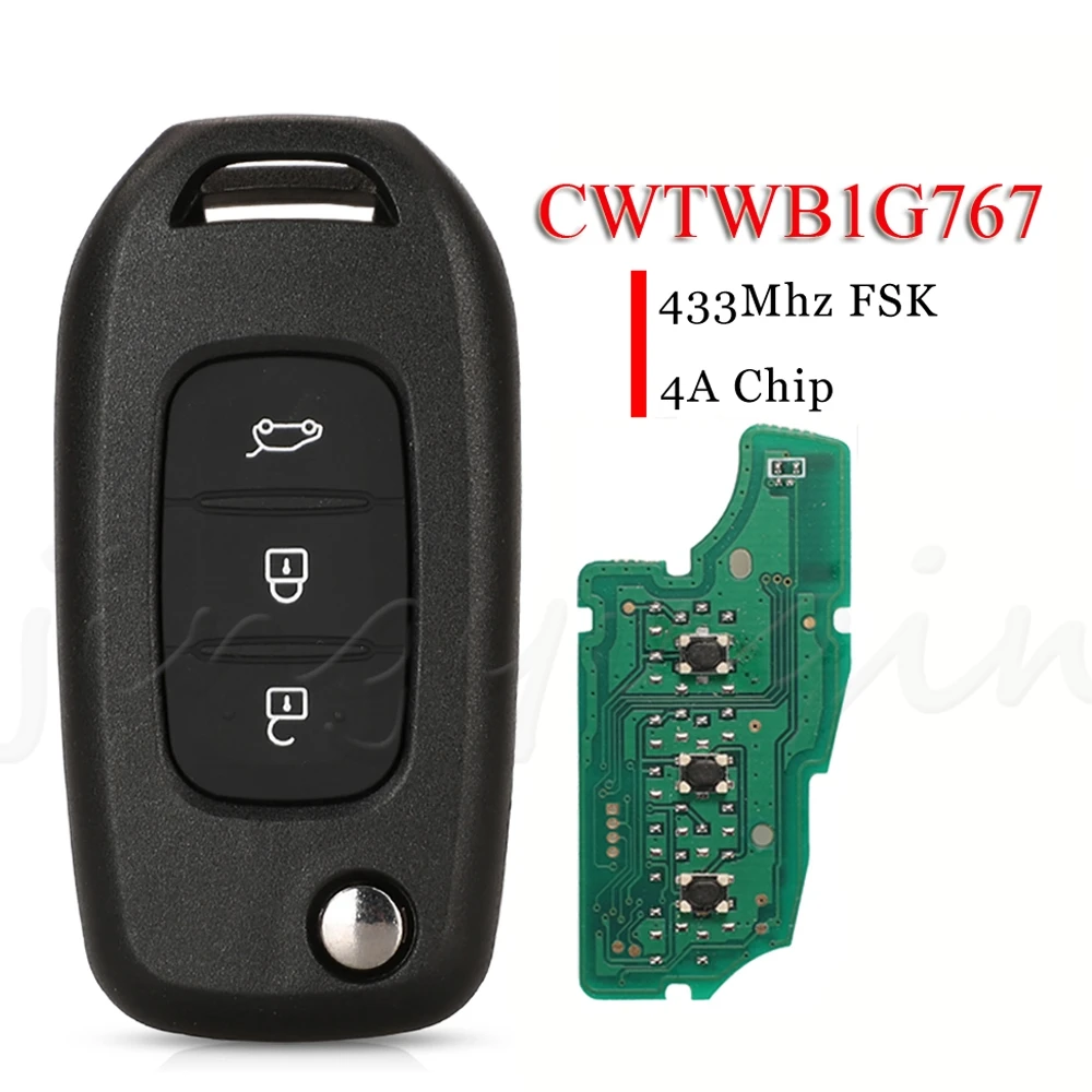 Фото Jingyuqin CWTWB1G767 откидной дистанционный ключ 433 МГц 4A чип для Renault Kadjar Captur Megane 3 символ Logan 2 Sandero 2 Dacia Duster №1