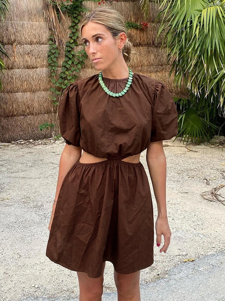 

Женское летнее мини-платье с рукавами-фонариками