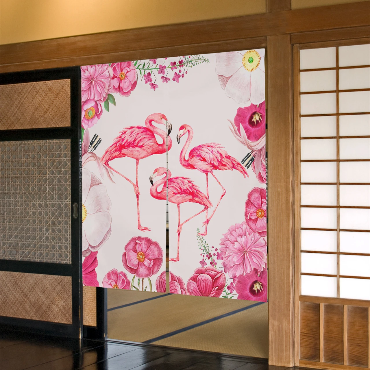 

Акварельные Цветы тропические животные Фламинго дверные занавески кухонные дверные занавески подвесные полузанавески столовые искусственные занавески