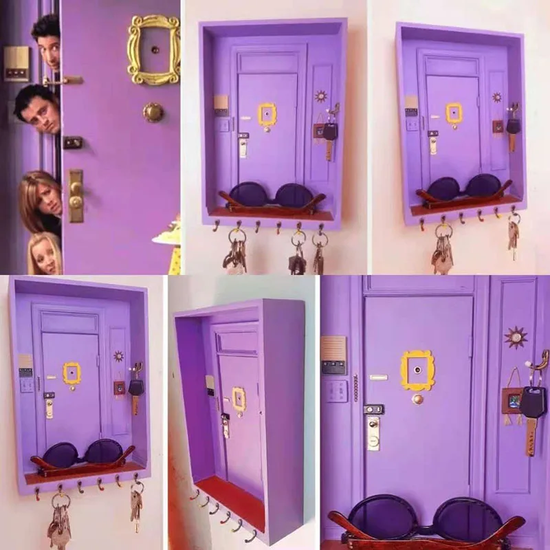 tv show friends key holder monicas door holder wooden purple door hanger friends home decor porch wall hanging key storage tool free global shipping