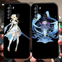 genshin impact project game phone case for samsung galaxy a01 a02 a10 a10s a31 a22 a20 4g 5g carcasa liquid silicon soft black