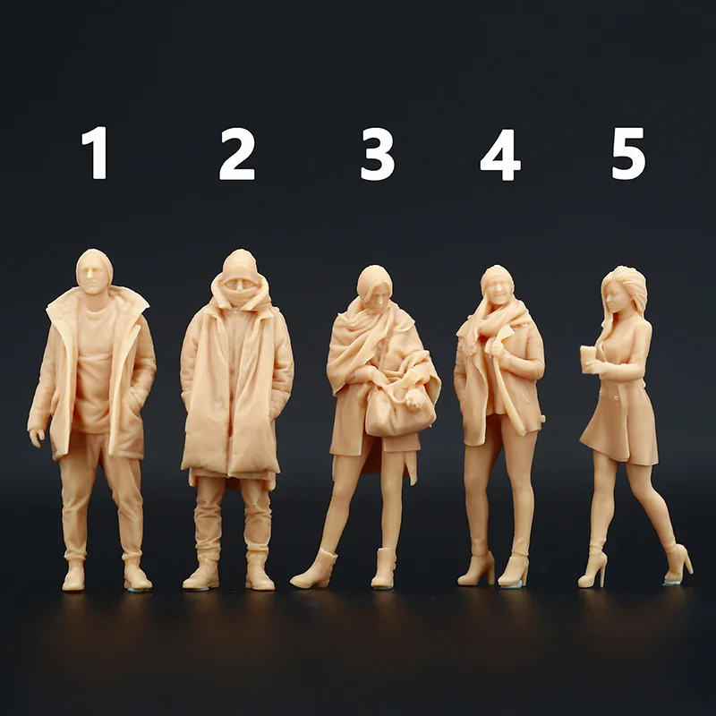 

1:64 Wearing Jacket Men Women Fashion Bag Miniature Sand Table Villain Scene Need To Be Colored By Yourself