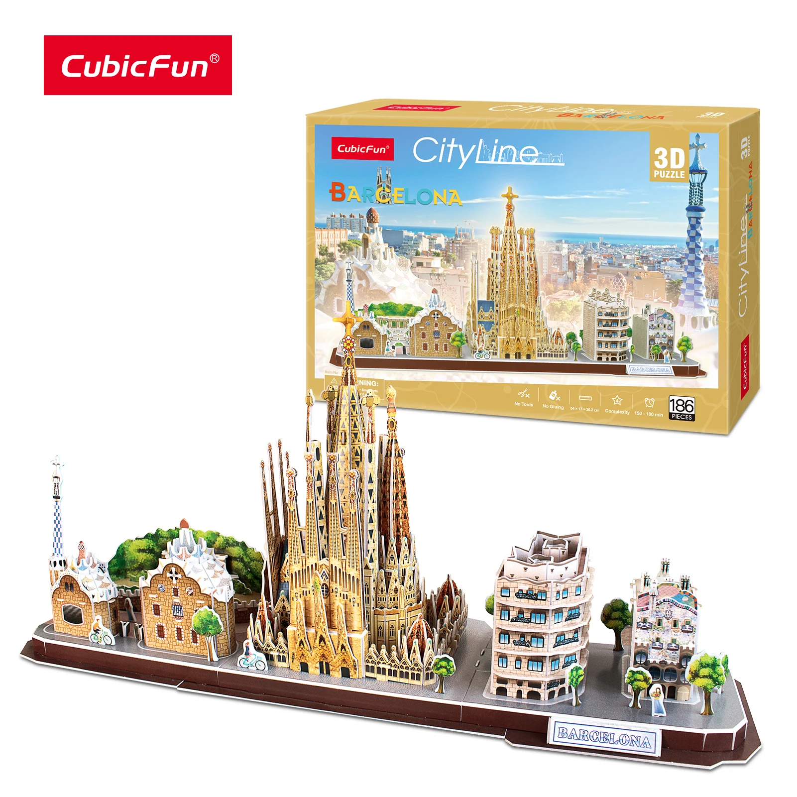 CubicFun-rompecabezas 3D de Barcelona para niños y adultos, modelo de arquitectura de línea urbana nacional, juegos de construcción, STEM, Juguetes