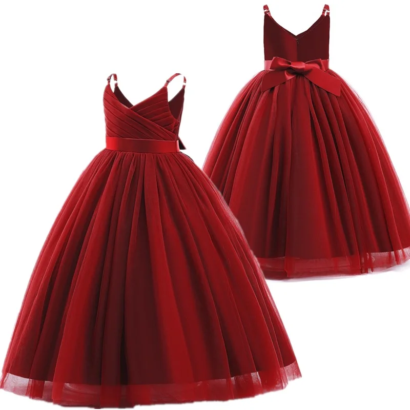 

Элегантные платья для девочек красное платье для причастия для девочек-подростков длинные платья для официальной церемонии детские мягкие...