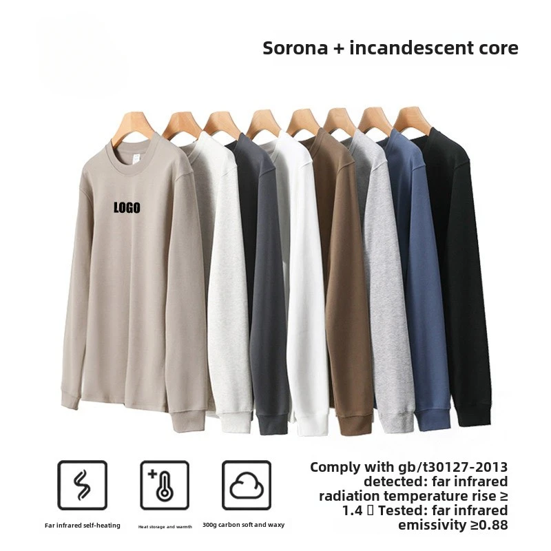 Футболка с длинными рукавами и логотипом на заказ тяжелый весенне-осенний свитер