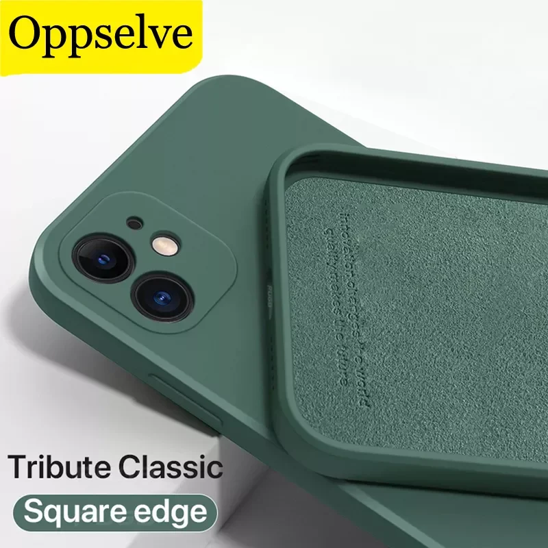 

Luxury Original Square Liquid Silicone Phone Case For iPhone 13 12 11 Pro Max X XR XS Max 7 8 6 6s Plus SE 3 13 12 Mini Capinhas