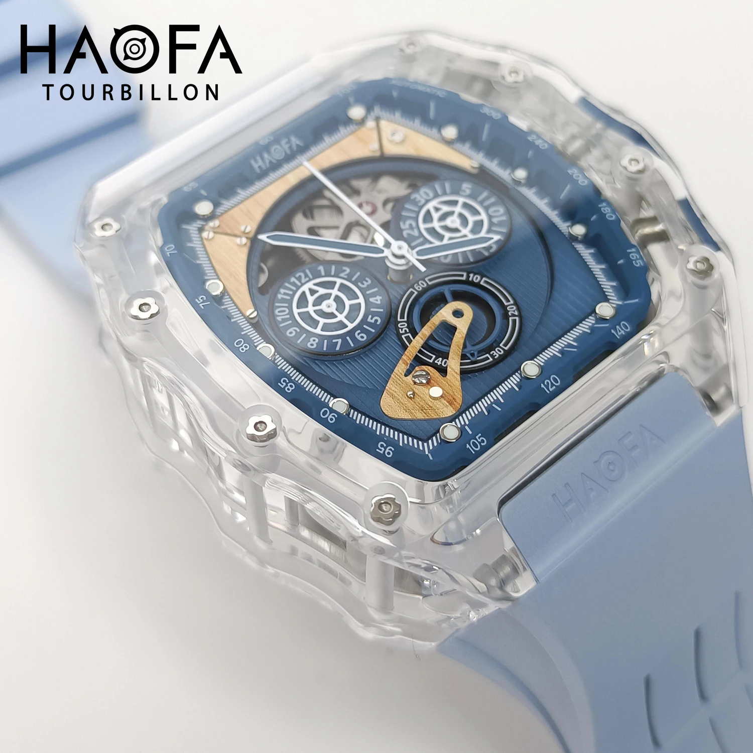 Фото Мужские часы Haofa Crystal с креативным многофункциональным циферблатом, хронографом, автоматическим механическим механизмом, повседневные, модель 2368 №5