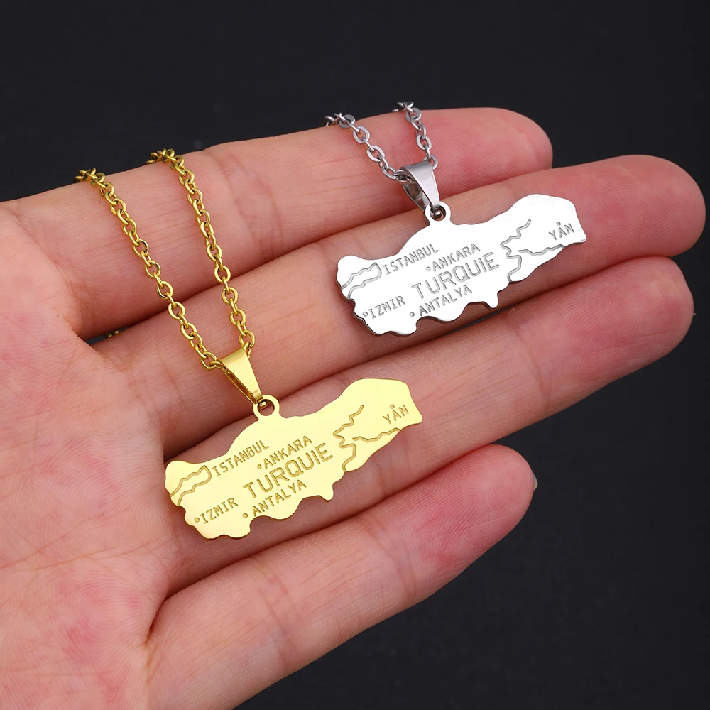

Ожерелье с подвеской в виде карты индейки и города, женское ожерелье из нержавеющей стали, Модный женский чокер золотистого цвета, подарочн...