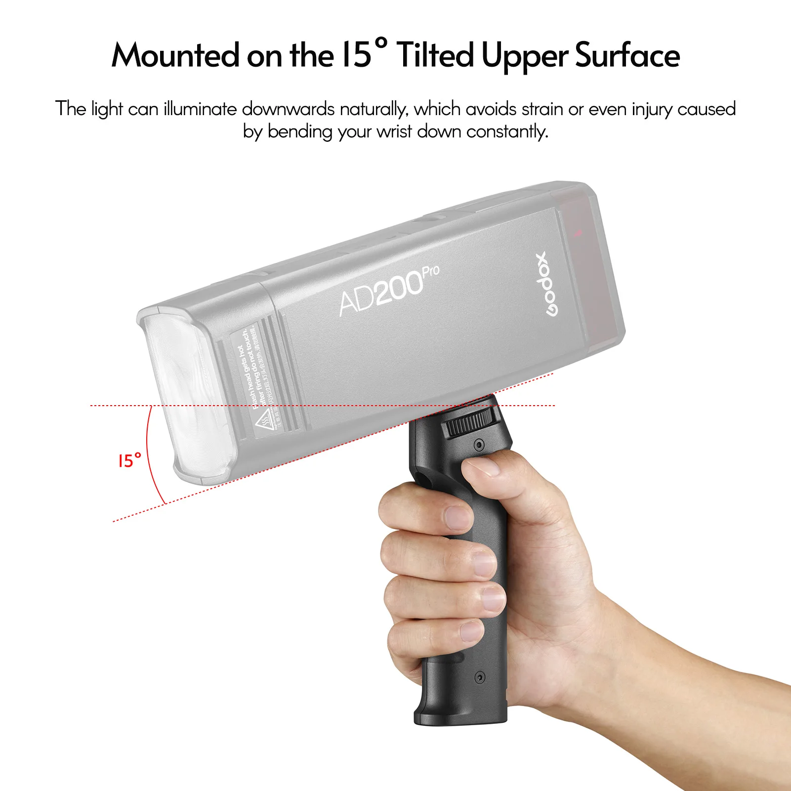 Фото Рукоятка-стабилизатор Godox AD200Pro Flash Grip FG-100 с винтом 1/4 дюйма для Godox AD100Pro, AD200, AD200Pro, AD300PRO №3