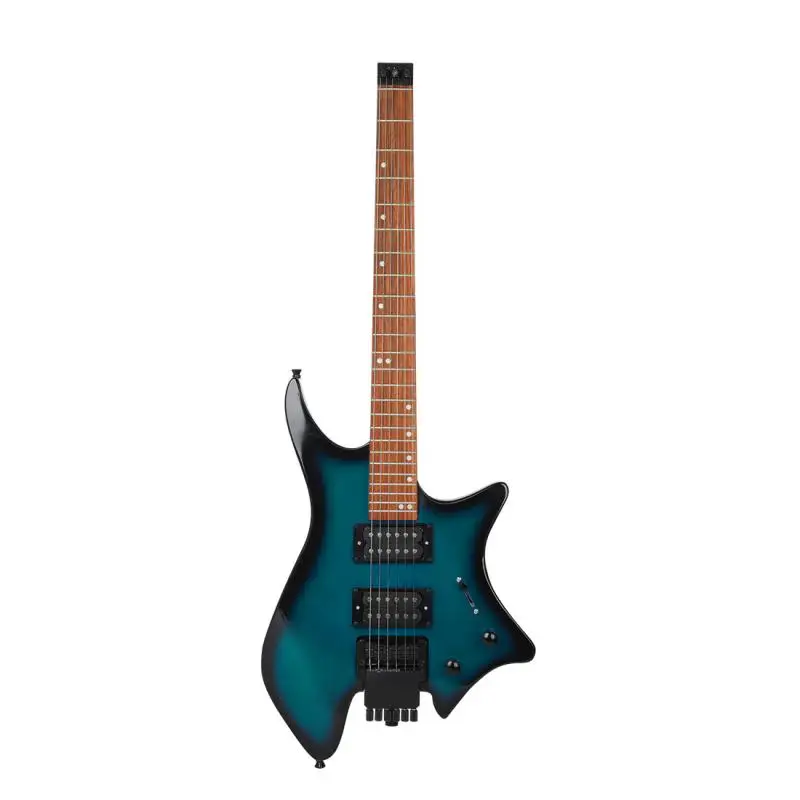 

Headless Electric Guitar Set with Speaker Matte Multi-Color 6 String Maple Wood Portable Metal Music Travel Musical Instrument
