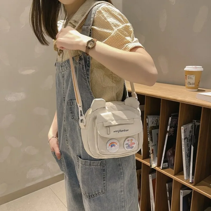 Сумка кросс-боди с милым медведем Женская Холщовая на плечо японская