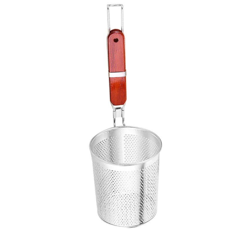 

Сетка из нержавеющей стали, сетка для пасты, сетка для мелких макаронных изделий с удобной деревянной ручкой, прочная, быстрая